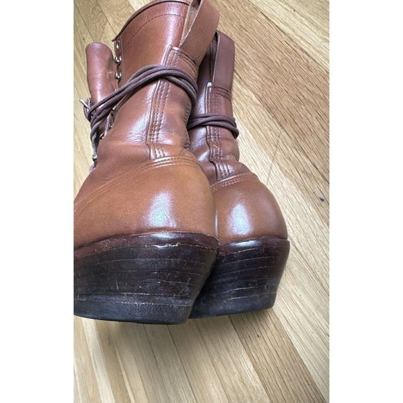 Vintage Handmade brown leather boots men’s size 8E. Lace up. - Picture 10 of 16